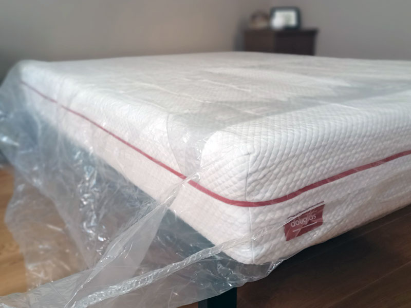 Douglas Mattress Review Canada showing mattress unboxing