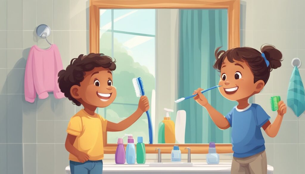 Children brushing their teeth
